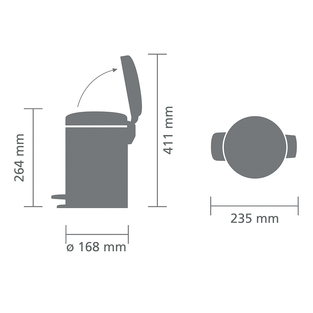 Pedal bin Brabantia Newicon 3 l, Matt Steel, fingerprint proof