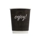 Take Away double wall paper cup Enjoy! 23 cl, Black with beverage motifs.