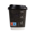 Take Away double wall paper cup Enjoy! 23 cl, Black with beverage motifs.