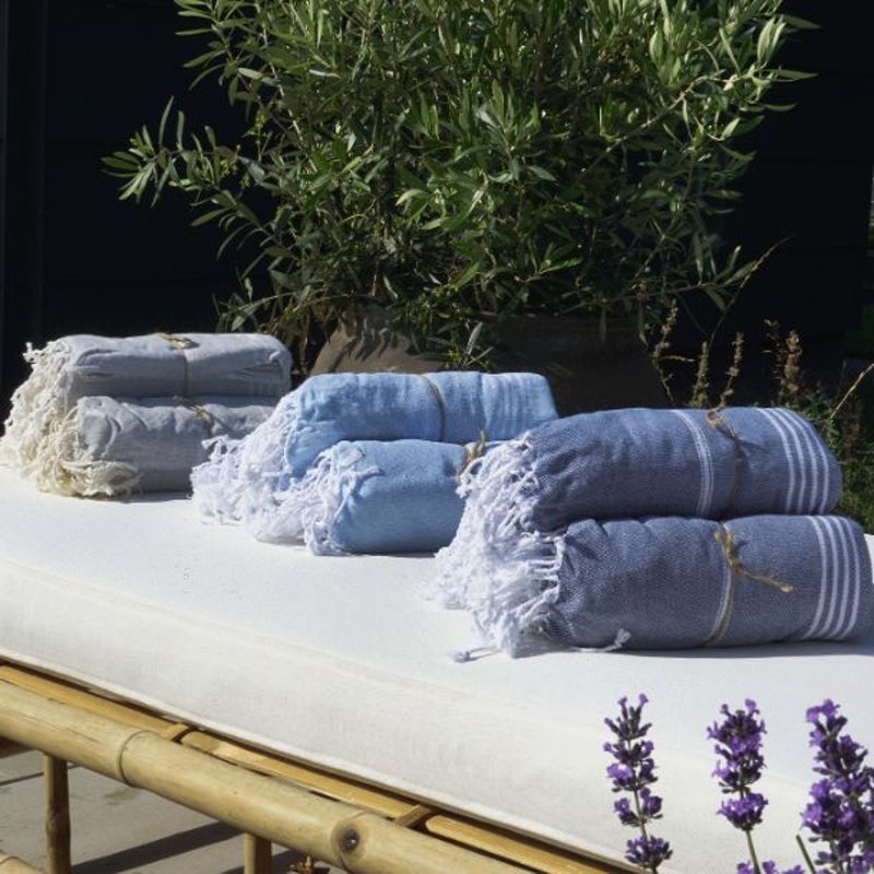 Handduk Hamam 90x180 cm, Grå/vit