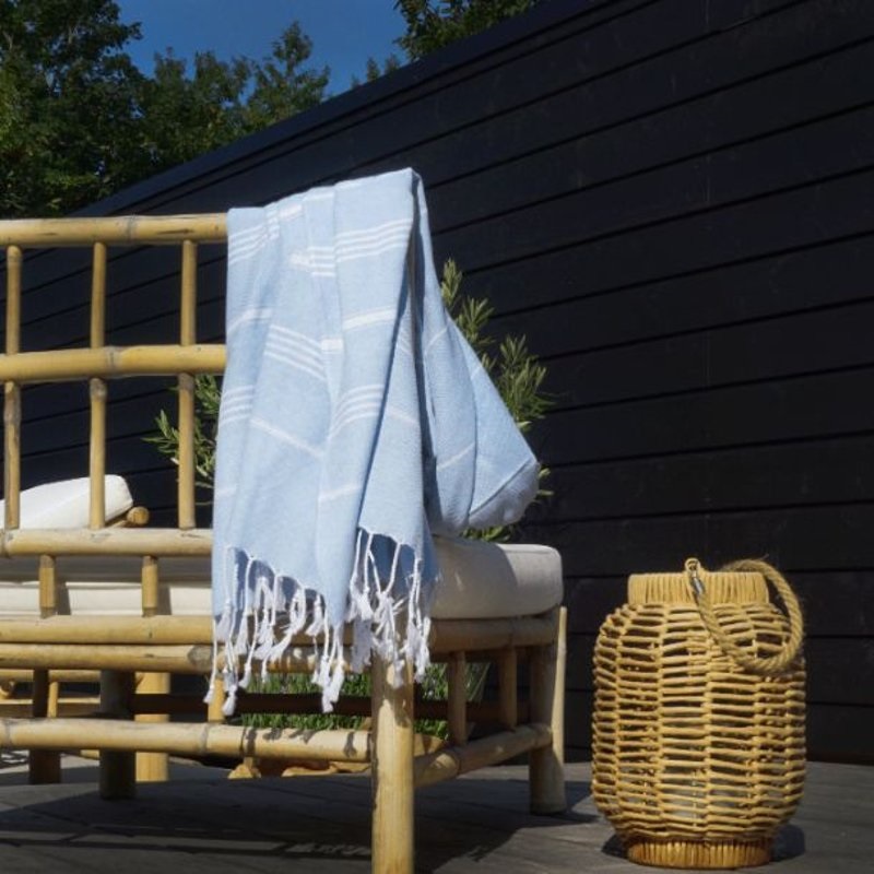 Handduk Hamam 90x180 cm, Ljusblå/vit